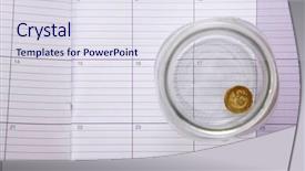  Presentation with analysis risk top view - Beautiful slide set featuring saving jar on monthly calendar backdrop and a sky blue colored foreground