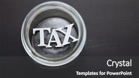  Presentation with save water concept saving - Audience pleasing presentation theme consisting of saving jar with alphabet tax backdrop and a  colored foreground