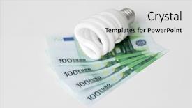  Presentation with electricity - Audience pleasing PPT theme consisting of saving lightbulb and euro money backdrop and a white colored foreground
