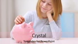  Presentation with piggy bank is evil - Colorful presentation theme enhanced with saving money - cute girl with piggy bank backdrop and a lemonade colored foreground