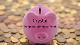  Presentation with piggy bank - Audience pleasing PPT theme consisting of saving money - pink piggy bank on coins backdrop and a coral colored foreground