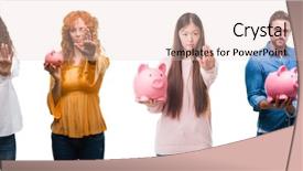  Presentation with people collage - Amazing presentation having saving money using piggy bank backdrop and a lemonade colored foreground