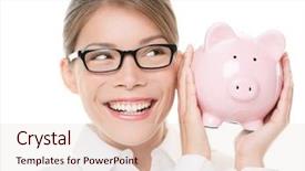  Presentation with save water concept saving - Presentation theme featuring saving on eyewear showing piggy background and a lemonade colored foreground