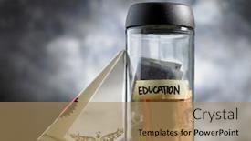  Presentation with certificate - Slides enhanced with saving-saving-label-with-education background and a coral colored foreground