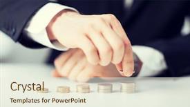  Presentation with stack - Amazing slide set having saving values - picture of man putting stack backdrop and a sky blue colored foreground