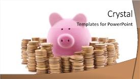  Presentation with piggy bank - Cool new slides with saving values - piggy bank with stacks backdrop and a white colored foreground