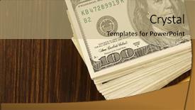  Presentation with banknotes - PPT theme consisting of savings bond - dollars money banknotes on wooden background and a coral colored foreground