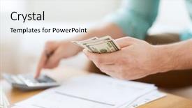  Presentation with money notes - Theme enhanced with savings finances economy and home background and a white colored foreground