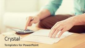  Presentation with economy - Theme consisting of savings finances economy and home background and a lemonade colored foreground