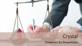  Presentation with real estate investment - Beautiful slide deck featuring savings or real estate investment backdrop and a coral colored foreground