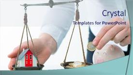  Presentation with real estate investment - Colorful slide set enhanced with savings or real estate investment backdrop and a sky blue colored foreground