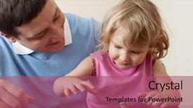  Presentation with father - Presentation theme consisting of savings plans - father and daughter puts coins background and a  colored foreground