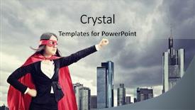  Presentation with superhero - Slide deck having superwoman - female superhero standing in front background and a light gray colored foreground