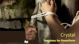  Presentation with connecting - Cool new presentation design with saviour-cuts-the-cords-connecting backdrop and a tawny brown colored foreground