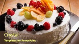  Presentation with fruit mix berry - Beautiful slide set featuring savor - cake with mixed fruit backdrop and a tawny brown colored foreground