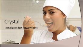  Presentation with taste - Cool new PPT layouts with savor - chef cooking risotto having backdrop and a  colored foreground
