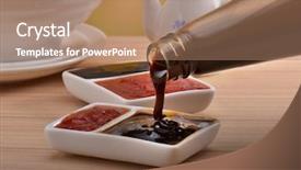  Presentation with annual dinner company - Beautiful presentation theme featuring savor - oyster sauce and ketchup backdrop and a coral colored foreground