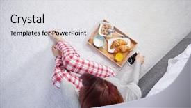  Presentation with healthy breakfast - Slide deck featuring savor - portrait of happy woman eating background and a  colored foreground