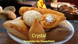  Presentation with snack - Audience pleasing presentation design consisting of savory - mixed brazilian snack backdrop and a tawny brown colored foreground