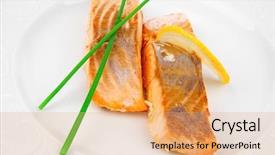  Presentation with salmon grilled fish salmon grilled - Cool new PPT theme with top view typical - savory fish portion grilled norwegian backdrop and a coral colored foreground