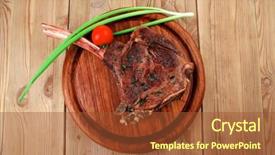  Presentation with meat beef - Colorful presentation design enhanced with savory grilled beef ribs serve backdrop and a  colored foreground