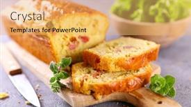  Presentation with cake - Colorful PPT layouts enhanced with savory-loaf-cake-cae backdrop and a yellow colored foreground