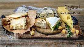 Presentation with cheese - Audience pleasing PPT layouts consisting of savory-pieces-of-cheese-served backdrop and a coral colored foreground