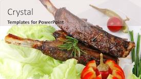  Presentation with ribs - Beautiful slide deck featuring savory-plate-grilled-ribs backdrop and a soft green colored foreground