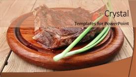  Presentation with beef meat soup - PPT theme enhanced with savory roasted beef ribs serve background and a  colored foreground
