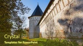  Presentation with monastery - Beautiful theme featuring savvino-storozhevsky-monastery-in-zvenigorod backdrop and a tawny brown colored foreground