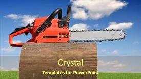  Presentation with chainsaw - Amazing PPT theme having cup full of coffee beans on light wooden background backdrop and a light gray colored foreground