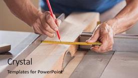  Presentation with carpenter - Amazing PPT layouts having saw blade - cropped image of senior carpenter backdrop and a coral colored foreground