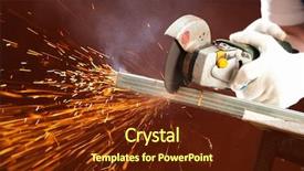  Presentation with blade - Amazing slide deck having saw blade - cutting metal backdrop and a tawny brown colored foreground