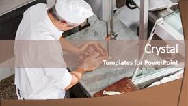  Presentation with butcher - Audience pleasing theme consisting of saw blade - high angle view of butcher backdrop and a coral colored foreground