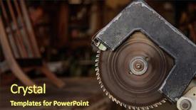  Presentation with steel - Cool new presentation design with saw from steel with circular backdrop and a tawny brown colored foreground