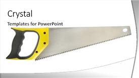  Presentation with background - Audience pleasing presentation design consisting of saw isolated on white background backdrop and a white colored foreground