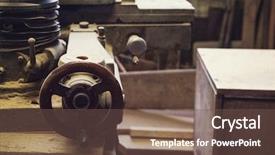  Presentation with woodworking - Slides with sawmill closeup of wood machine background and a tawny brown colored foreground
