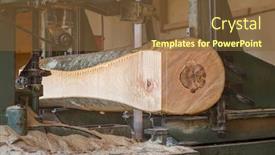  Presentation with chainsaw - Colorful slides enhanced with sawmill-cutting-wooden-log-being backdrop and a tawny brown colored foreground