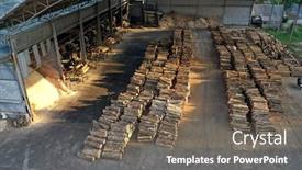  Presentation with lumber - Amazing slide deck having sawmill-full-of-logs backdrop and a gray colored foreground
