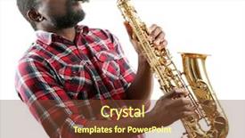  Presentation with jazz - Amazing presentation theme having sax - african american jazz musician playing backdrop and a tawny brown colored foreground