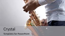  Presentation with jazz - Colorful theme enhanced with sax - african american jazz musician playing backdrop and a light gray colored foreground