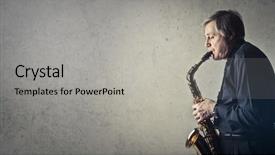  Presentation with grey - Slide deck consisting of sax musician on grey background background and a light gray colored foreground