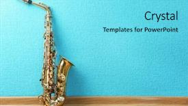  Presentation with turquoise - Slides with saxophone on turquoise wallpaper background background and a arctic colored foreground