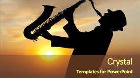  Presentation with arabic music arab man playing - Slide set consisting of saxophonist man playing on saxophone background and a tawny brown colored foreground