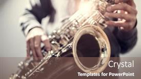  Presentation with deck of playing cards - Slide set featuring saxophonist-musician-playing-a-saxophone background and a violet colored foreground