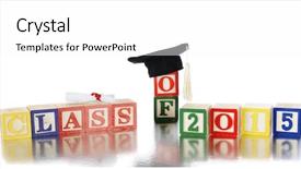  Presentation with graduation white cap - Amazing PPT layouts having mini diploma and graduation cap backdrop and a white colored foreground