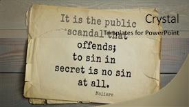  Presentation with comedian - Colorful slide set enhanced with say no paper - moliere french comedian quote it backdrop and a  colored foreground