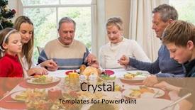  Presentation with extended family - Presentation theme having time pray - extended family saying grace background and a coral colored foreground