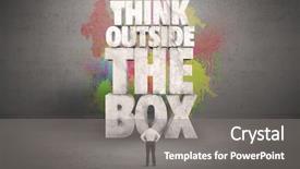  Presentation with quote - PPT theme enhanced with saying think outside the box background and a  colored foreground