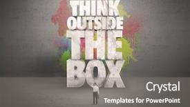  Presentation with thinking outside box - Cool new theme with saying think outside the box backdrop and a gray colored foreground